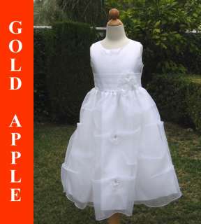 New, Girl Baptism Girls Dress, White, Size 4  
