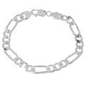   Sterling Silver 8.5 inch Diamond Cut Figaro Chain Bracelet (8mm