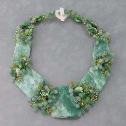 Chunky Jade and Mother of Pearl Link Necklace (Philippines 