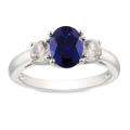 Sterling Silver Created Blue and White Sapphire Fashion Ring MSRP 