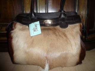 NWT DIANE GAIL tan antelope hair fur leather purse tote bag RARE $ 
