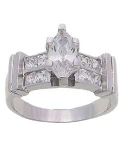 Tressa Sterling Silver CZ Marquise Engagement Ring  Overstock