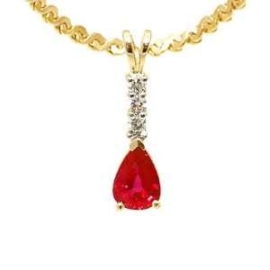  14K Yellow Gold Ruby and Diamond Pendant Jewelry