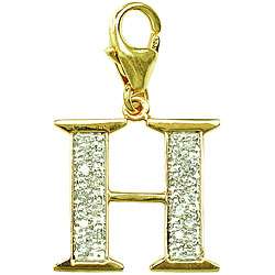 14k Gold 1/10ct TDW Diamond Letter H Charm  