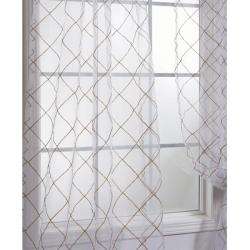   White Embroidered Organza 96 inch Sheer Curtain Panel  