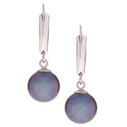   14k White Gold Black Cultured Pearl Drop Earrings  Overstock