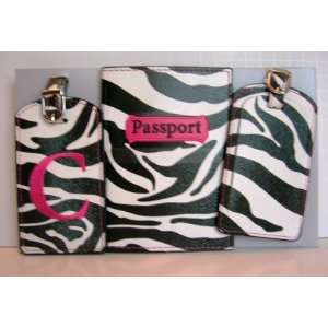   Passport Cover and 2 Luggage Tags with Letter C Office Products