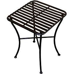 Outdoor Square Black Iron Folding Side Table  