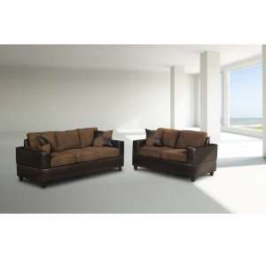   Sofa and Loveseat Living Room Set in Chocolate Color.
