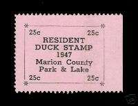 1947   VF NG Kansas Marion County Duck Stamp   RARE  