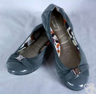   Crinkle Patent Graphite Grey / Purple Ballet Flats Shoes New A2118