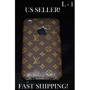 Leather iPhone Hard Back Case Designer style Brown Monogram for 3g 3gs 