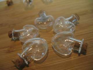 10 glass vials with cork tops. Assorted lot of 2 shapes. Miniature 