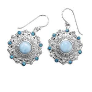    Rare Larimar and Shattuckite Blue Earrings Sterling Silver Jewelry