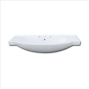   Euro style ceramic overhang sink and 8 quot OC faucet holes White