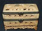 Handmade ox bone jewelry box with two elephants carved