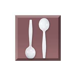  100ea   White Wide Spoon Plastic Utensil