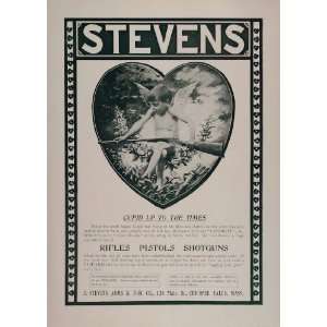  1902 Vintage Ad Stevens Rifle Cupid Valentine Heart 