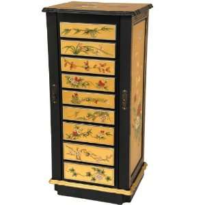  9 Drawer Gold Lacquer Jewelry Cabinet