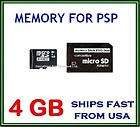MEMORY STICK PRO DUO ADAPTER & 4GB MICRO SD CARD FOR Sony PSP 