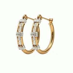    1/4 Ct Diamond Earrings Hoop in 10k Yellow Gold: Everything Else