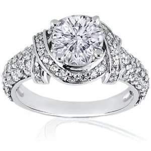  2.20 Ct Round Cut Halo Diamond Engagement Ring Pave 14K 