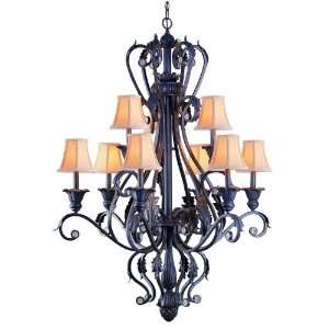   Wrought Iron Nine Light Chandelier from the Georgetown Collection
