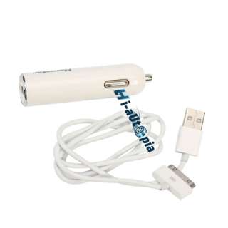 Dual Port USB Mini Car Charger For phone MP3 MP4 White  