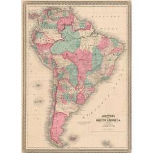  Johnson 1870 Antique Map of South America