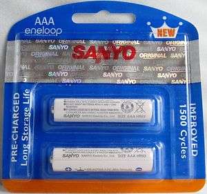 Sanyo eneloop New 1500 AAA Ni MH Pre Charged Rechargeable Batteries 2 