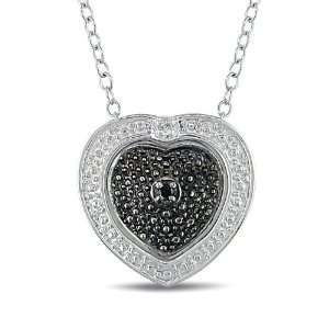  Sterling Silver 0.01 CT TDW Black and White Diamond With 