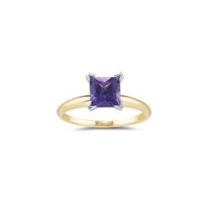  0.92 Ct Amethyst Solitaire Two Tone Ring in 14K Yellow 