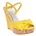 Riverberry Womens Mirage Yellow Polka Dot Wedge Sandals 