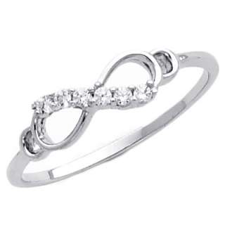14K White Gold Infinity CZ Cubic Zirconia Promise Ring Band  