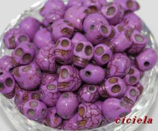 Wholesale 20/50/100pcs Turquoise Carved Skull Loose Beads 10 Colors 