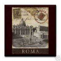 Ceramic Tile Coaster Vintage Rome Italy Post Card Repro  