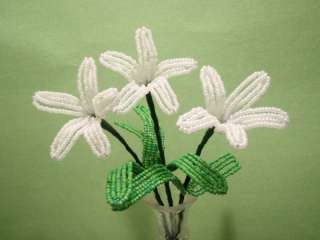 French Seed Beaded Lily Flowers Handmade I do Custom  