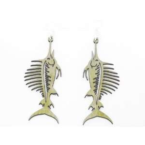  Natural Wood Marlin Swordfish Wooden Earrings GTJ 
