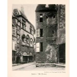  1929 Halftone Print Sarlat France House Street Medieval 