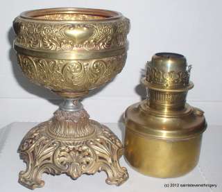 Antique Center Draft GWTW Banquet Oil Lamp Vase Type Font  