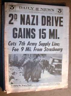   newspapers BATTLE of the BULGE   WW II   NY Daily News BIG headlines