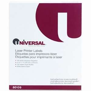 Universal Laser Printer Permanent Labels, 8 1/2 x 11, White, 100 per 
