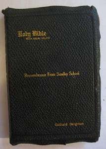 Antique Leather Self Pronouncing Bible Sunday School  
