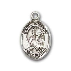   Medal with St. Andrew the Apostle Charm and Arched Polished Pin Brooch