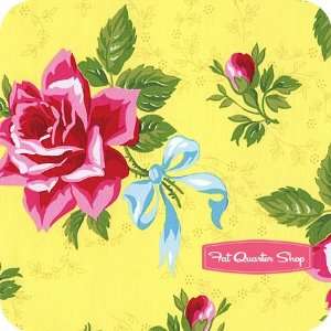  Red Rose Farm Yellow Rose and Ribbon Fabric   SKU# 557 Y 