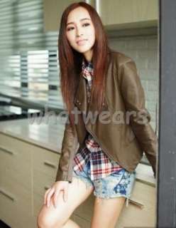 Hot Womens Zip Up Design Leather Jacket/Coat Black W52  