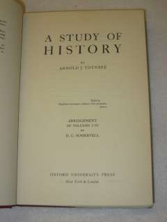 Arnold J. Toynbee   A STUDY OF HISTORY   Abridgement by Somervell 2vol 