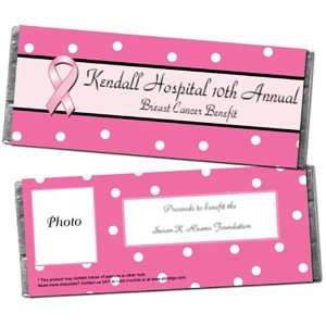 Polka Dot and Pink Ribbons Personalized Photo Candy Bar Wrappers   Qty 