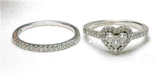 Estate PLATINUM & 1 carat diamond Ladies Heart shaped Wedding Set ring 