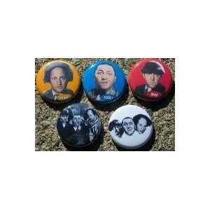  Set of 5 BRAND NEW Three Stooges One Inch Buttons / Pins 